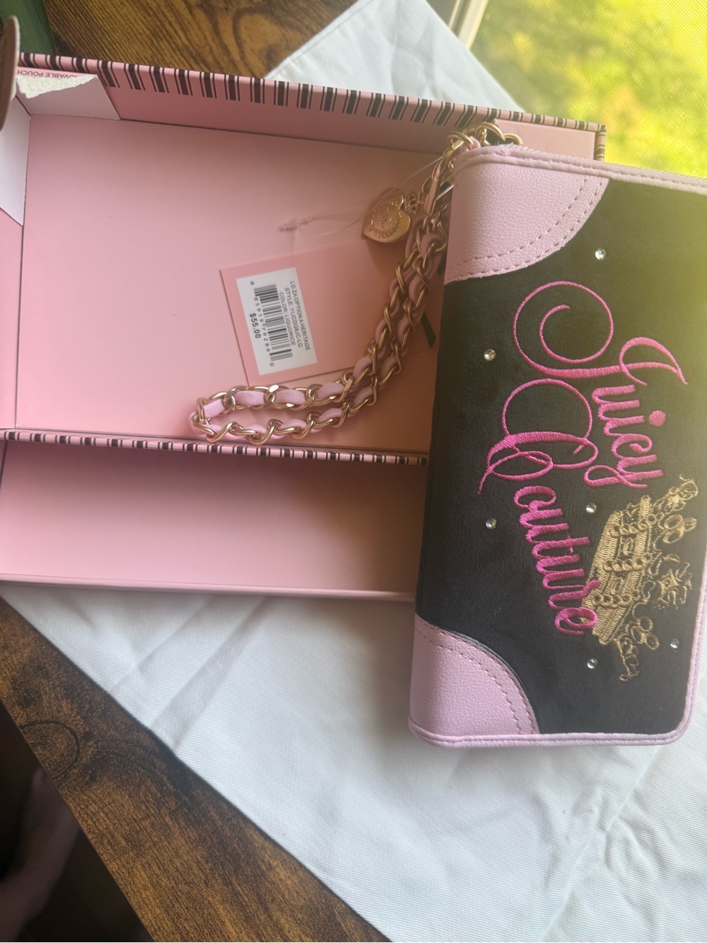 Juicy Couture Black Wallet with Pink Logo and Gold Crown - Picture 5 of 6